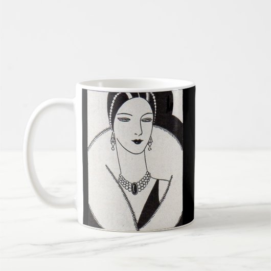1928 art deco vrouw koffiemok (Links)