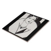 1928 art deco vrouw tegeltje (Zijkant)