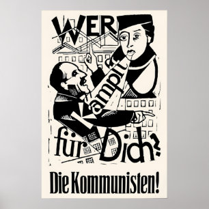 1928 Duitse Verkiezingsposter KPD Wie vecht voor j Poster