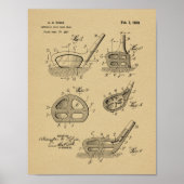 1928 Golf Club Head Design Patent Art Print (Voorkant)