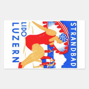 1929 Art Deco Strandbad Lido Luzern Rechthoekige Sticker