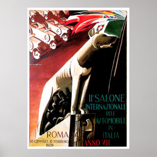 1929 Auto Rome Italië Auto Show Poster