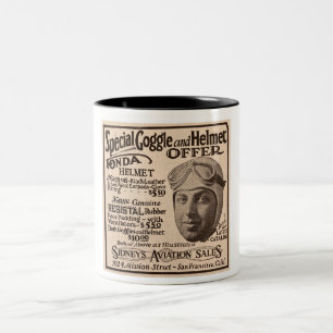 1929 AVIATION GOGGLES etc ADVERTEREN Tweekleurige Koffiemok