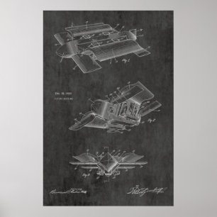1929 Futuristic Airplane Patent Art Drawing Print