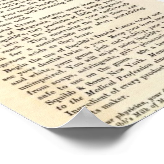 1929 Squibb tandheelkundige crème Poster (Hoek)