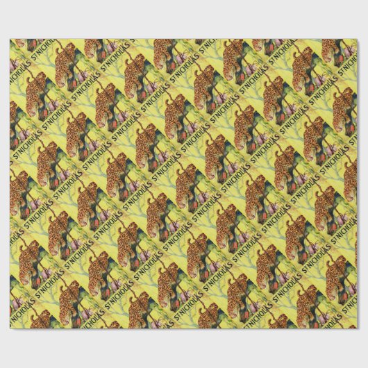 1929 St. Nicholas magazine cover leopard print Cadeaupapier (Vlak)