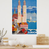 1929 SUISSE Zurich Metropolis Affiche de voyage (Cuisine)
