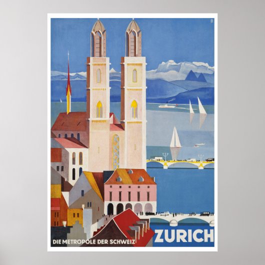 1929 Zürich Metropolis Travel Poster (Voorkant)
