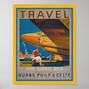 1930 Air Land en Zee Travel Poster