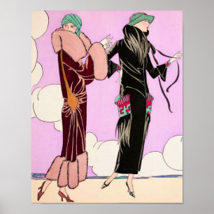 1930 Art Deco Poichoir Dames Mode Poster