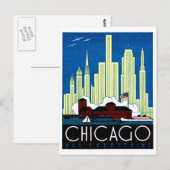1930 Bezoek Chicago Poster Briefkaart (Voorkant / Achterkant)