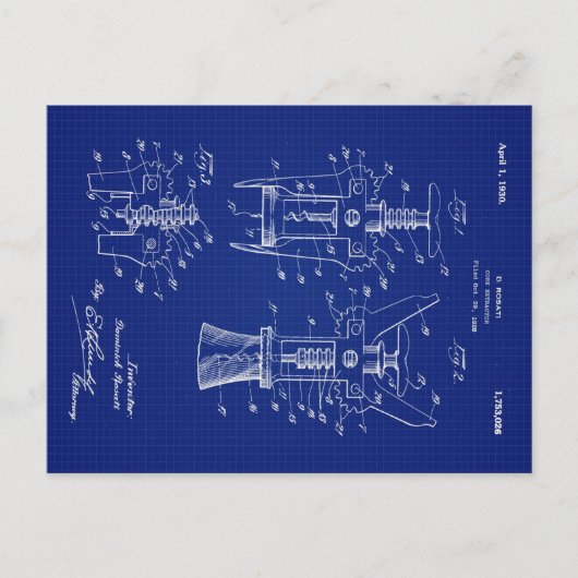 1930 Corktrekker Octrooi Feestdagenkaart (Voorkant)