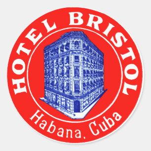 1930 Hotel Bristol Cuba Ronde Sticker