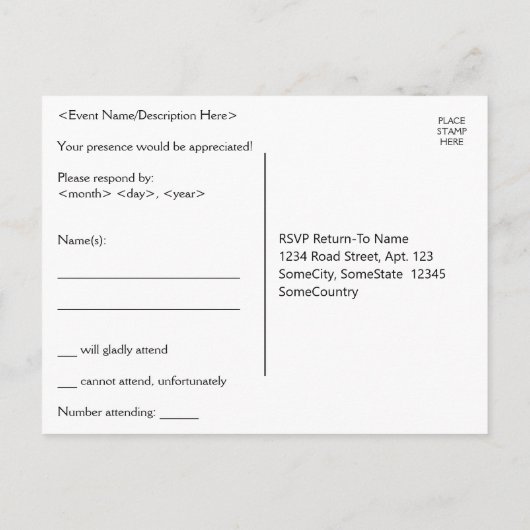 1930 Inspiré Look "R.S.V.P." Carte postale (Dos)