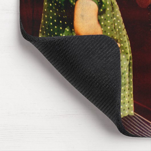 1930 klein meisje dat in de spiegel kijkt muismat (Hoek)