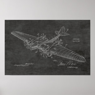 1930  tekening van vliegtuigpatenten poster