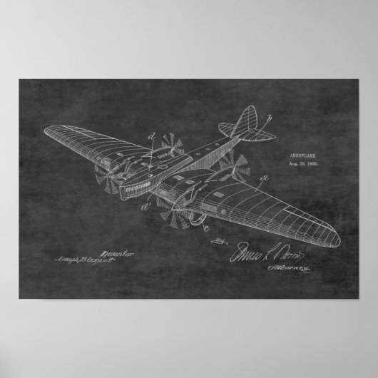 1930  tekening van vliegtuigpatenten poster (Voorkant)