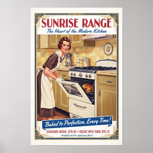 1930 Vintage Sunrise Range Oven Advertising Poster (Voorkant)