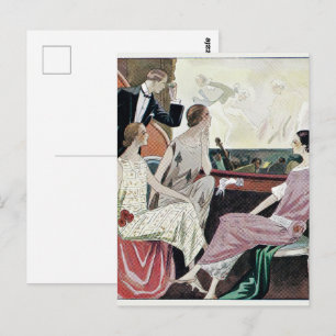 1930 Vintage Vrouwen in Avondjurken Briefkaart