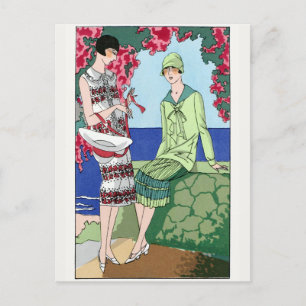 1930  vrouwen in dagjurken briefkaart