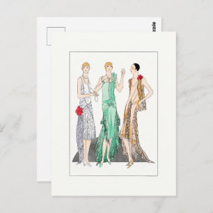 1930  vrouwen in 'Evening Gowns' Briefkaart