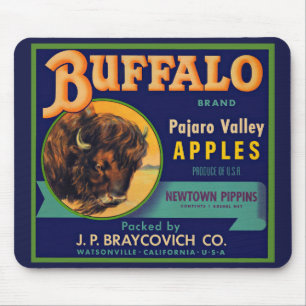 1930s Buffalo Merk Appels krat label print Muismat