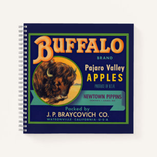 1930s Buffalo Merk Appels krat label print Notitieboek