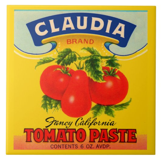 1930s Claudia tomato paste label Tegeltje (Voorkant)