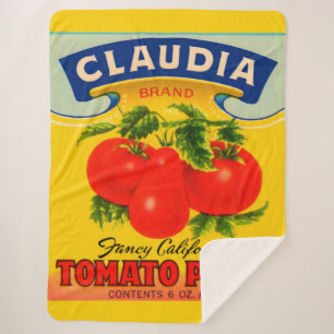 1930s Claudia tomato paste print Sherpa Deken
