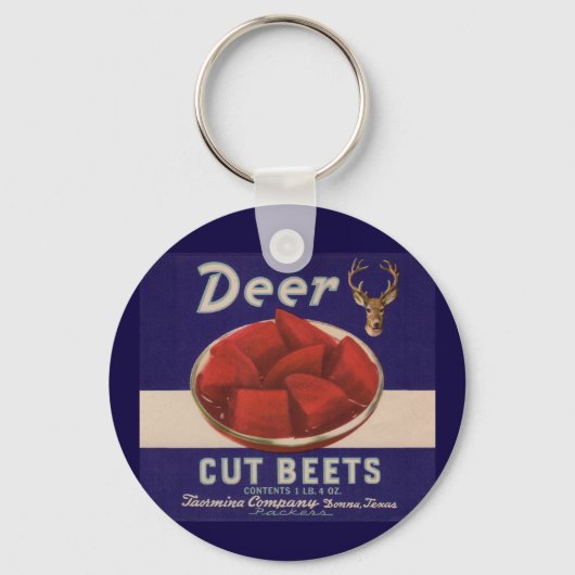 1930s Deer Cut Beets kan label geven Sleutelhanger (Voorkant)
