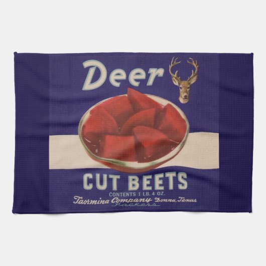 1930s Deer Cut Beets kan label geven Theedoek (Horizontaal)