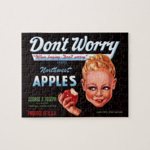 1930s Don't Worry brand appels fruit crate label Legpuzzel