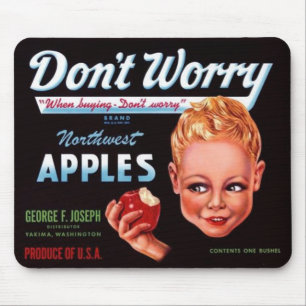 1930s Don't Worry brand appels fruit crate label Muismat