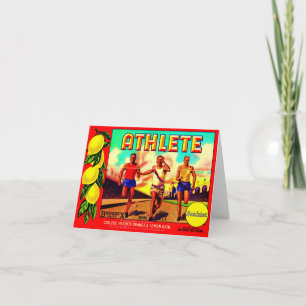 1930s Etiket van atlete-vruchten Notitiekaartje