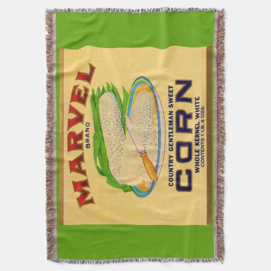 1930s Etiket van marvel-maïs in blik Deken (Voorkant Verticaal)