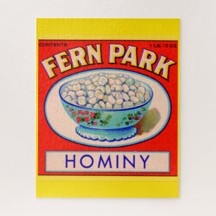 1930s Fern Park hominy grits label Legpuzzel