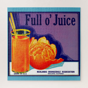 1930s Full o’ Juice sinaasappel krat label Legpuzzel