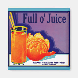 1930s Full o’ Juice sinaasappel krat label Magneet