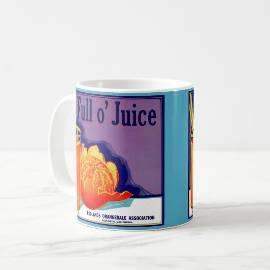 1930s Full o’ Juice sinaasappel krat label print Koffiemok (Voorkant links)