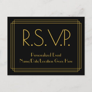 1930s Geïnspireerde look "R.S.V.P." Briefkaart