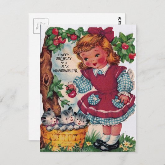 1930s Happy Birthday-kleindochter Briefkaart (Voorkant / Achterkant)