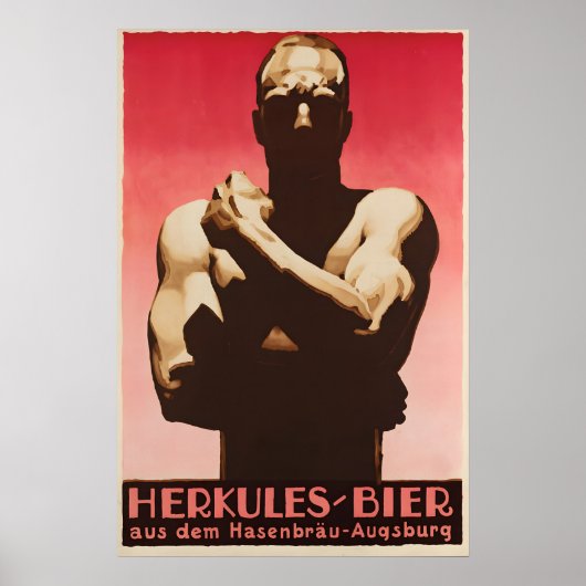 1930s Herkules Beer Poster Vintage German (Devant)