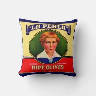 1930s LaPerla Olijfdrukken Kussen
