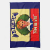 1930s LaPerla Olijfdrukken Theedoek (Verticaal)