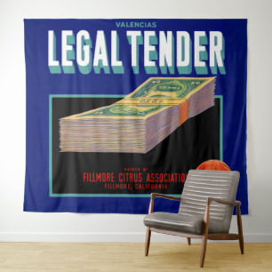 1930s Legal Tender oranje crate label Wandkleed