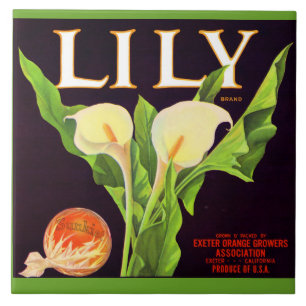 1930s Lily sinaasappel krat label print Tegeltje