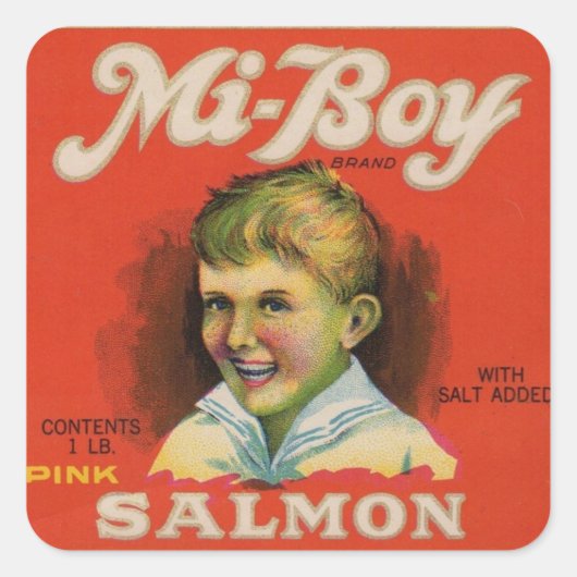 1930s Mi-Boy saumon rose peut étiquette (Devant)