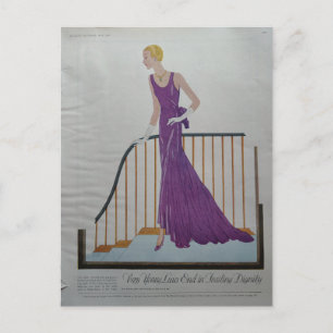 1930s Mode Vrouw in Paarse Jurk  Briefkaart