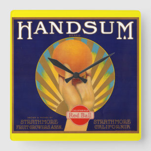 1930s oranje krateletiket Handsum Vierkante Klok