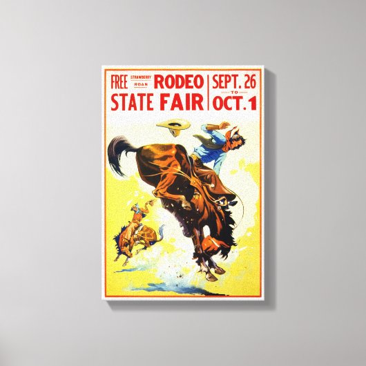 1930s Rodeo Poster teruggezet Canvas Afdruk (Voorkant)